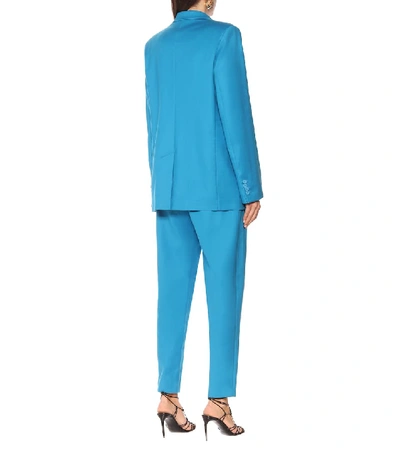 Shop Attico Bianca Stretch-cotton Blazer In Blue