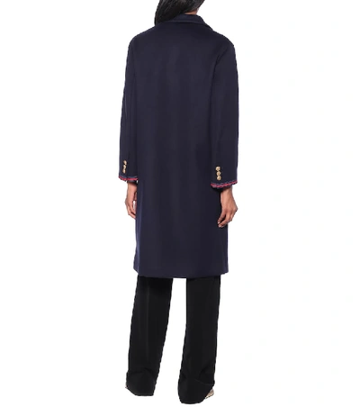 Shop Gucci Double-breasted Wool Coat In Blue