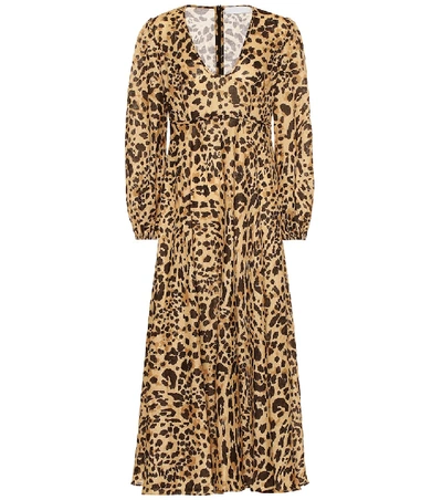 Shop Zimmermann Veneto Leopard-print Linen Dress In Brown