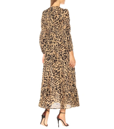 Shop Zimmermann Veneto Leopard-print Linen Dress In Brown