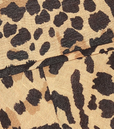 Shop Zimmermann Veneto Leopard-print Linen Dress In Brown