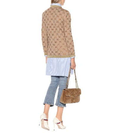 Shop Gucci Gg Embellished Wool Sweater In Beige