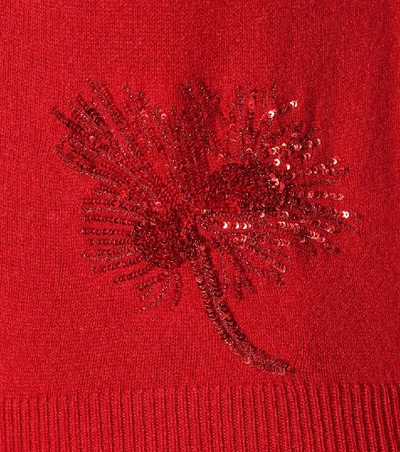 Shop N°21 Sequined Cashmere Cardigan In Red