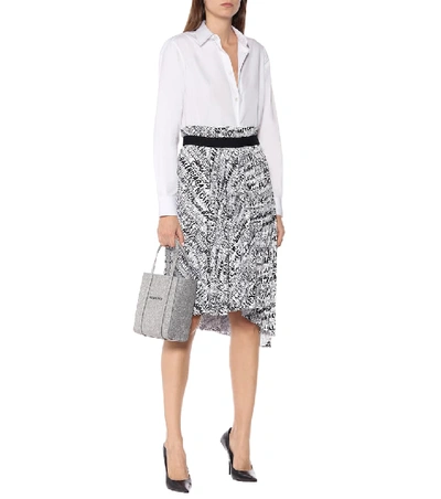 Shop Balenciaga Pleated Asymmetric Midi Skirt In White