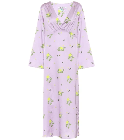 Shop Bernadette Sarah Floral Stretch-silk Maxi Dress In Purple