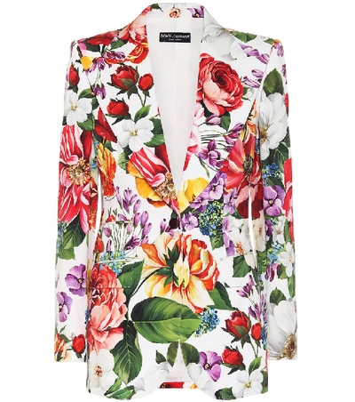 Shop Dolce & Gabbana Floral Stretch-cotton Blazer In Multicoloured
