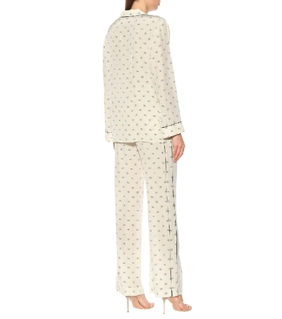 Shop Valentino Vlogo Printed Silk Blouse In White