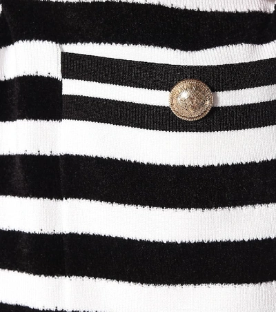 Shop Balmain Striped Cardigan In Black