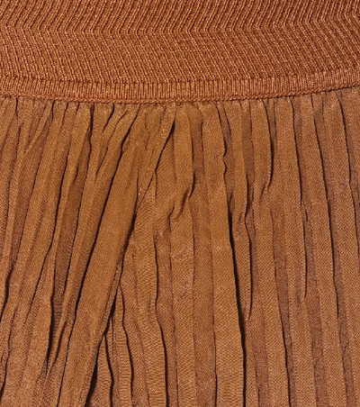 Shop Vince Crinkle Pleated Midi Skirt In Brown