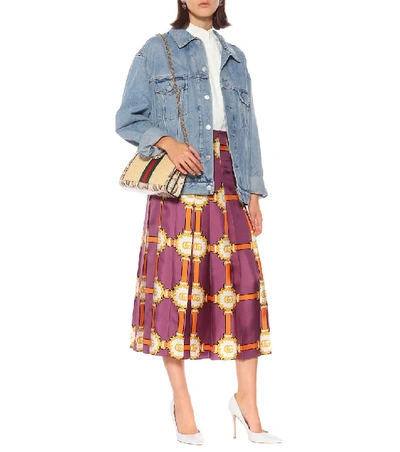 Shop Gucci Printed Silk-satin Midi Skirt In Multicoloured