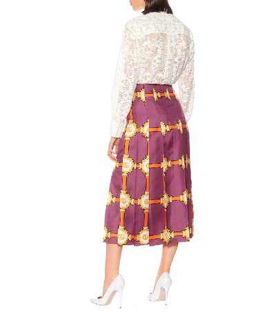 Shop Gucci Printed Silk-satin Midi Skirt In Multicoloured