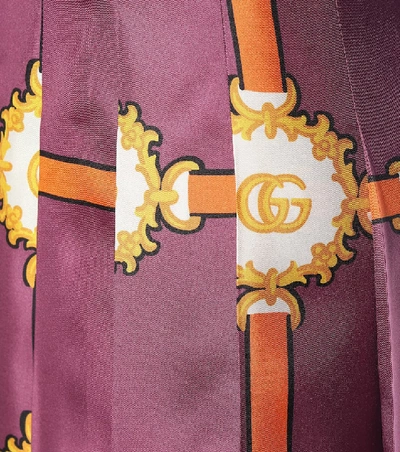 Shop Gucci Printed Silk-satin Midi Skirt In Multicoloured