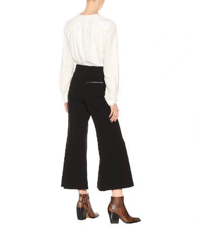 Shop Chloé Stretch-wool Flared Pants In Black
