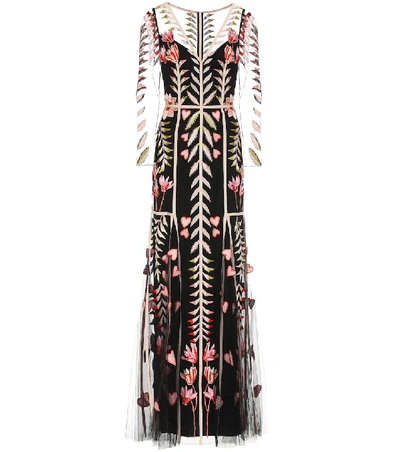 Shop Temperley London Rosy Floral Organza Gown In Black