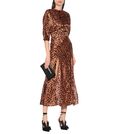 Shop Attico Leopard-print Crêpe Maxi Dress In Brown