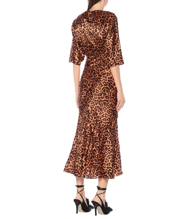 Shop Attico Leopard-print Crêpe Maxi Dress In Brown