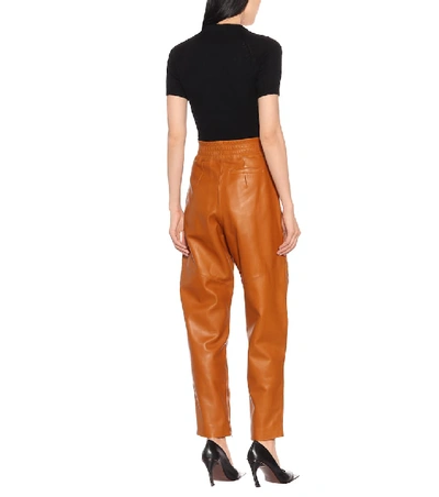 Shop Acne Studios High-rise Leather Pants In Brown