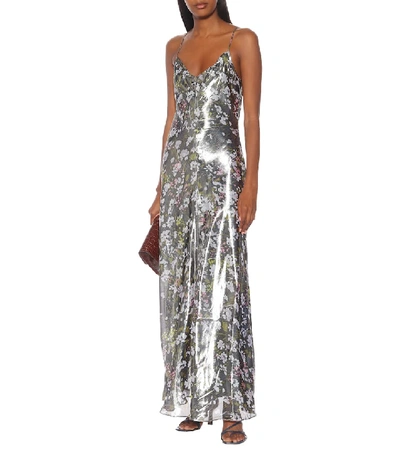 Shop Ganni Metallic Silk Dress