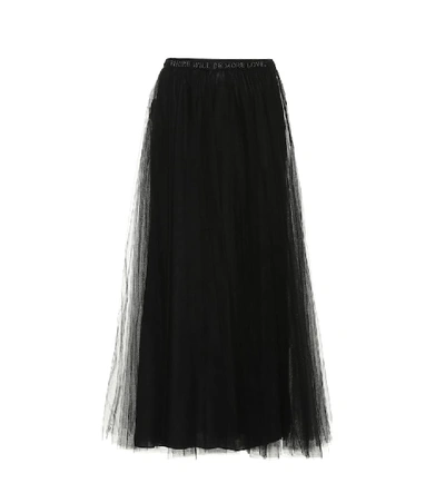 Shop Valentino Embellished Tulle Skirt In Black