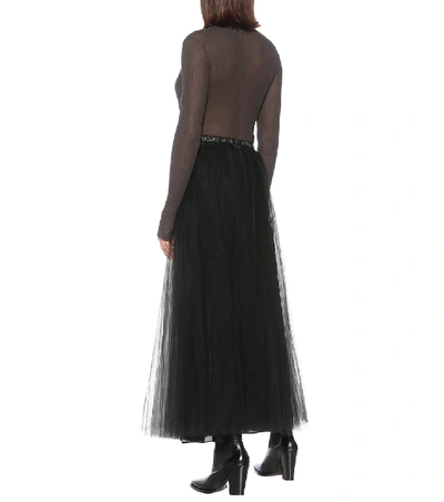 Shop Valentino Embellished Tulle Skirt In Black