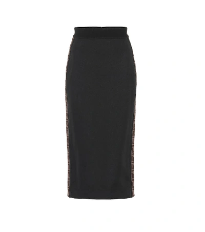 Shop Fendi Jersey Pencil Skirt In Black