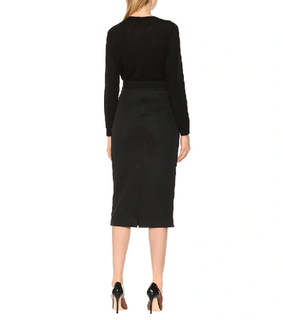 Shop Fendi Jersey Pencil Skirt In Black