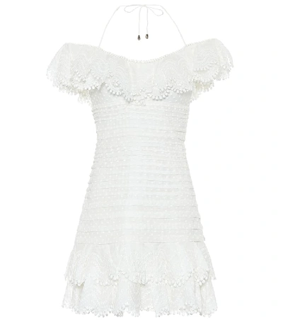 Shop Zimmermann Super Eight Linen-blend Minidress In White