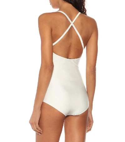 Shop Gucci Printed Swimsuit In White