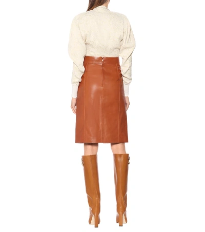 Shop Chloé Leather Skirt In Brown