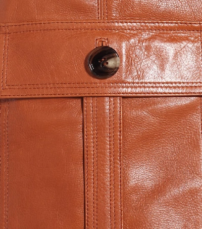 Shop Chloé Leather Skirt In Brown