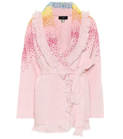 Shop Alanui La Sunset Shades Wool-blend Cardigan In Pink