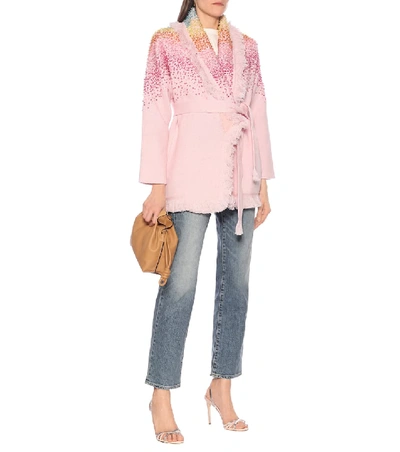 Shop Alanui La Sunset Shades Wool-blend Cardigan In Pink