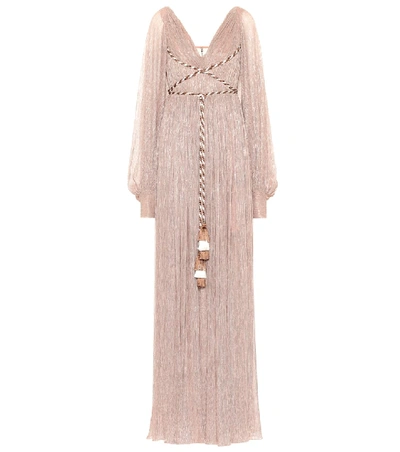 Shop Peter Pilotto Pleated Metallic Gown