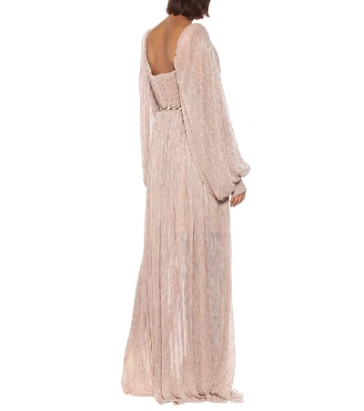 Shop Peter Pilotto Pleated Metallic Gown