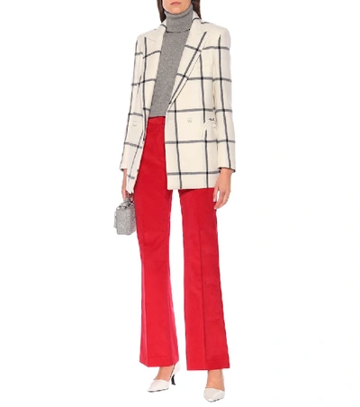 Shop Victoria Beckham High-rise Corduroy Flared Pants In Red