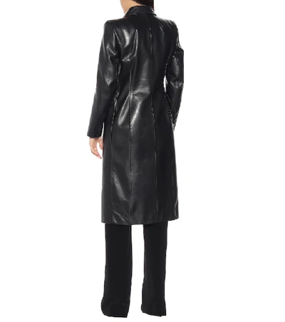 Shop Balenciaga Leather Coat In Black