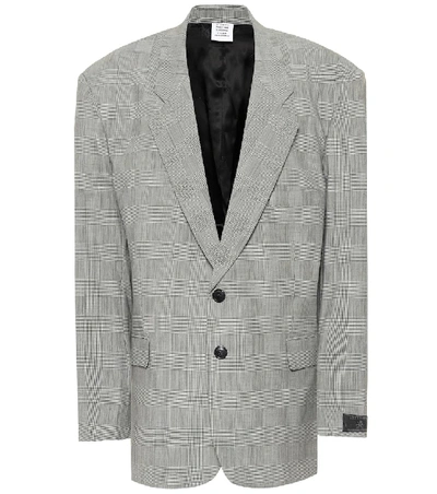 Shop Vetements Checked Wool-blend Blazer In Grey