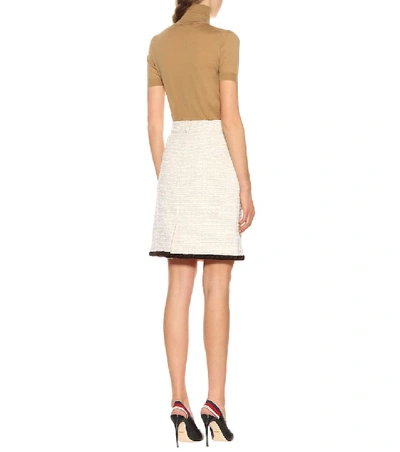 Shop Gucci Tweed Skirt In White