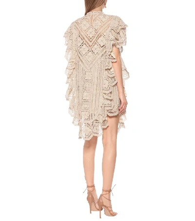 Shop Isabel Marant Zanetti Crocheted Cotton Minidress In Neutrals