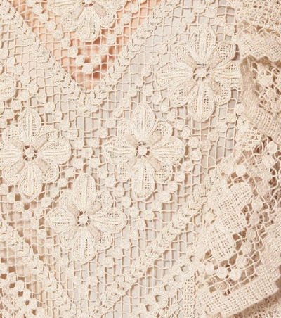 Shop Isabel Marant Zanetti Crocheted Cotton Minidress In Neutrals