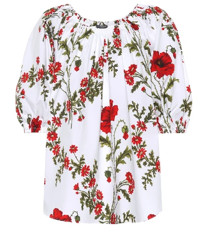 Shop Alexander Mcqueen Floral-printed Cotton Top In White