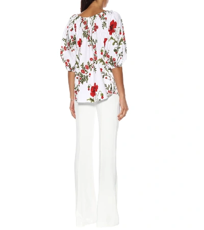 Shop Alexander Mcqueen Floral-printed Cotton Top In White