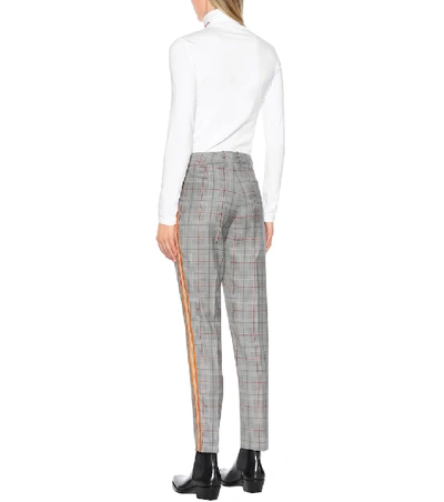 Shop Calvin Klein 205w39nyc Plaid Wool Pants In Grey