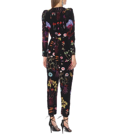 Shop Stella Mccartney Floral Silk-crêpe Jumpsuit In Black