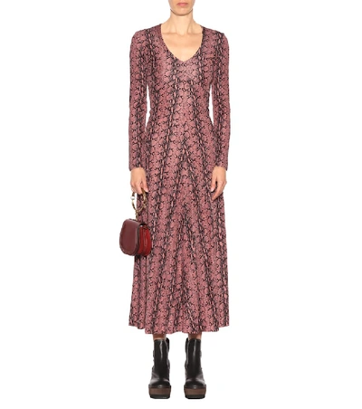 Shop Alexa Chung Snake-printed Dress In Pink