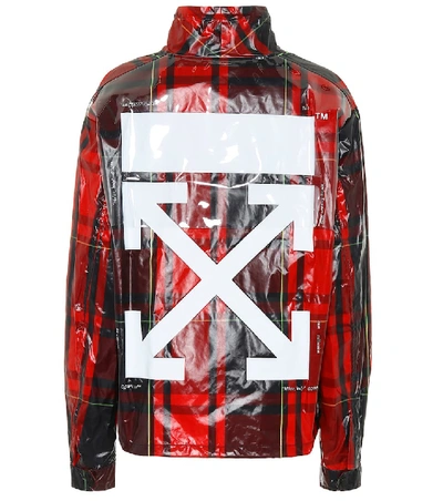 Shop Off-white Coated Plaid Jacket In Red