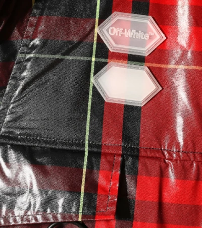 Shop Off-white Coated Plaid Jacket In Red