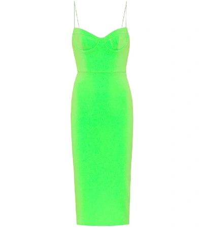 Shop Alex Perry Avery Stretch-crêpe Midi Dress In Green