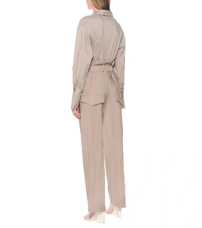 Shop Low Classic Wide-leg Paperbag Pants In Beige