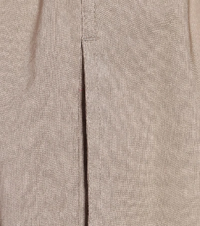 Low Classic Belted Linen-blend Wide-leg Pants In Beige
